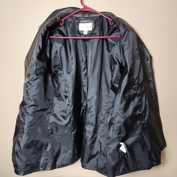Worthington Womens Black Leather Notch Collar Buttonfront Jacket-Size XL - Picture 5 of 8